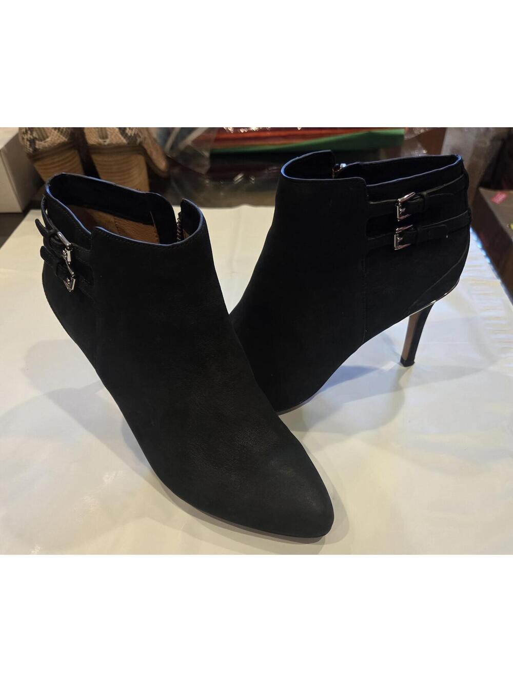 EUC Coach Daphney Black Suede Stiletto Ankle Booties Size 7.5